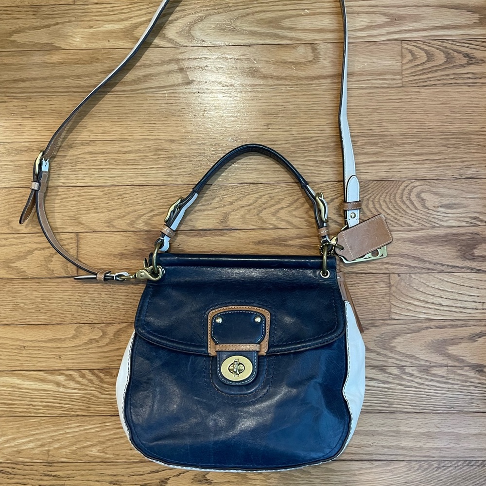 Coach Willis navy and white crossbody